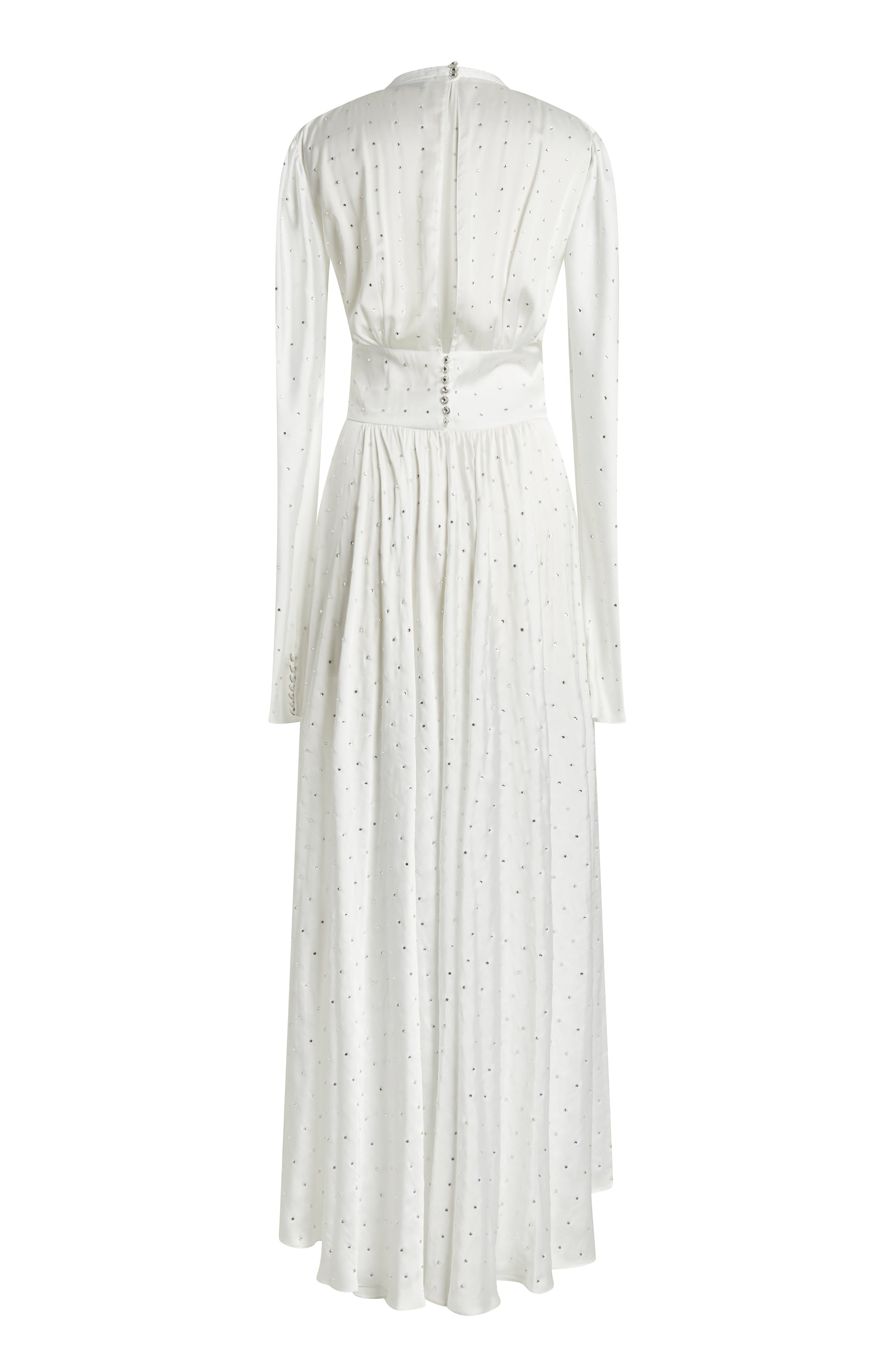 Robe longue évasée à clous - Ecru