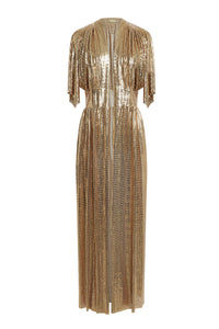 Robe longue à manches courtes scintillante - Gold