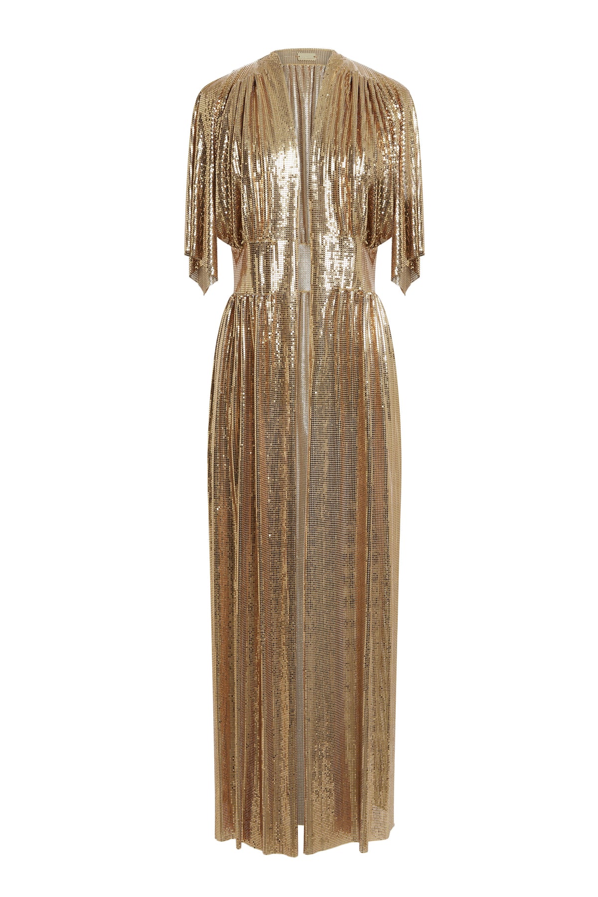 Robe longue à manches courtes scintillante - Gold