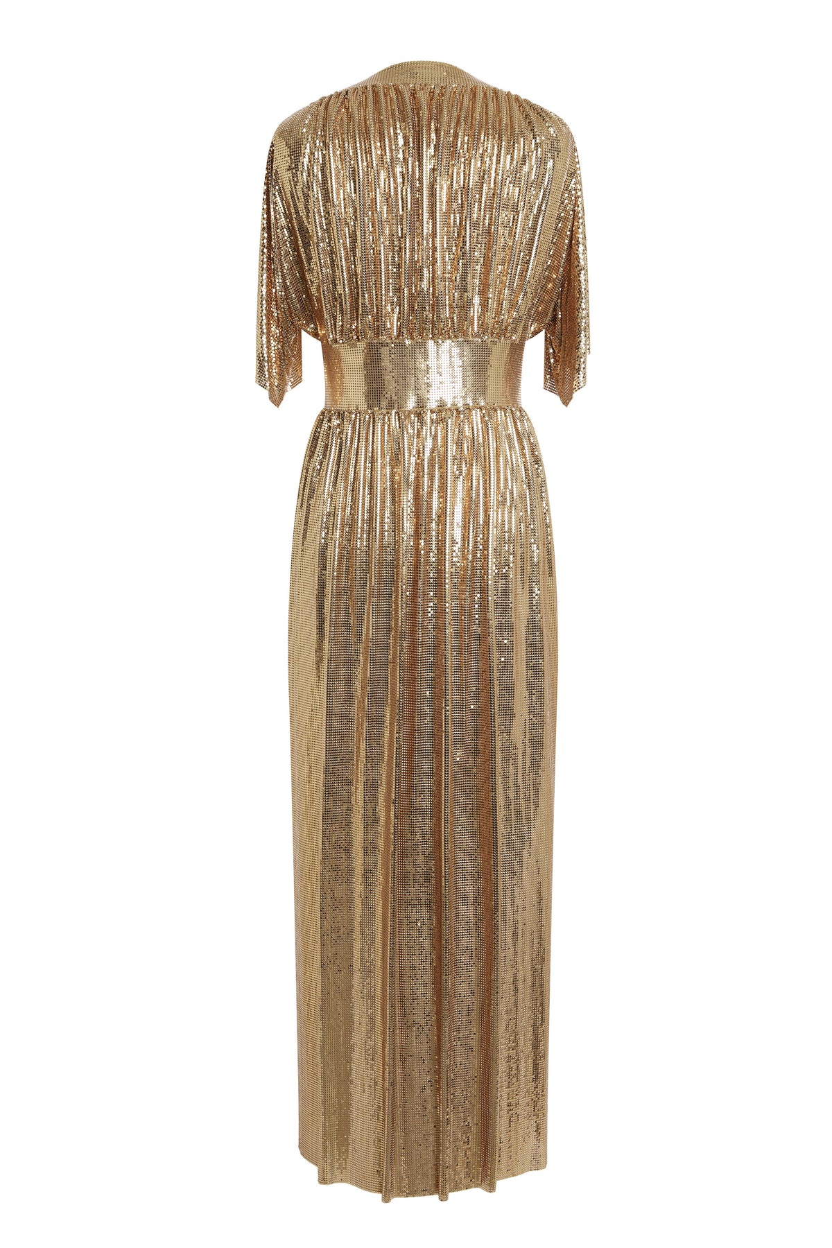 Robe longue à manches courtes scintillante - Gold