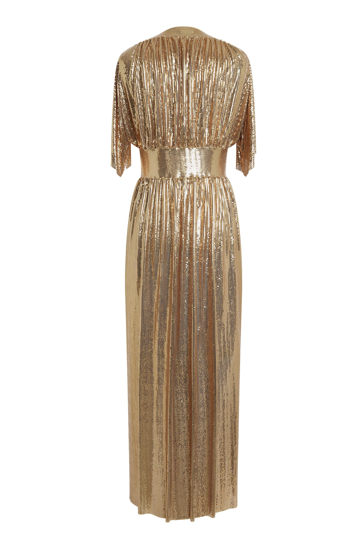 Robe longue à manches courtes scintillante - Gold