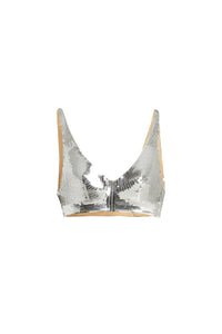 Sequin-embroidered bra - Nude