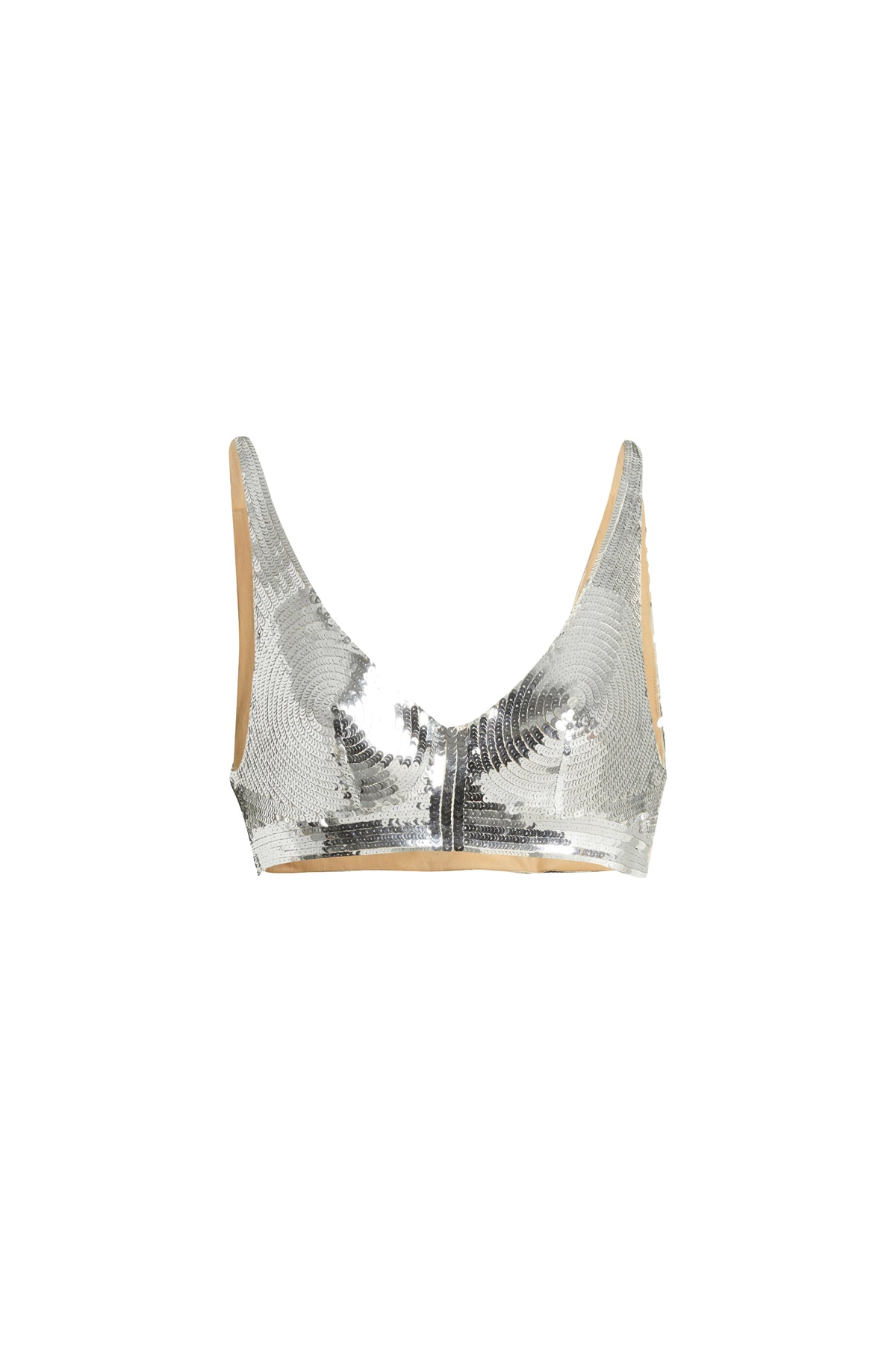 Sequin-embroidered bra - Nude