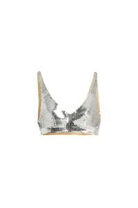 Sequin-embroidered jersey bra - Nude