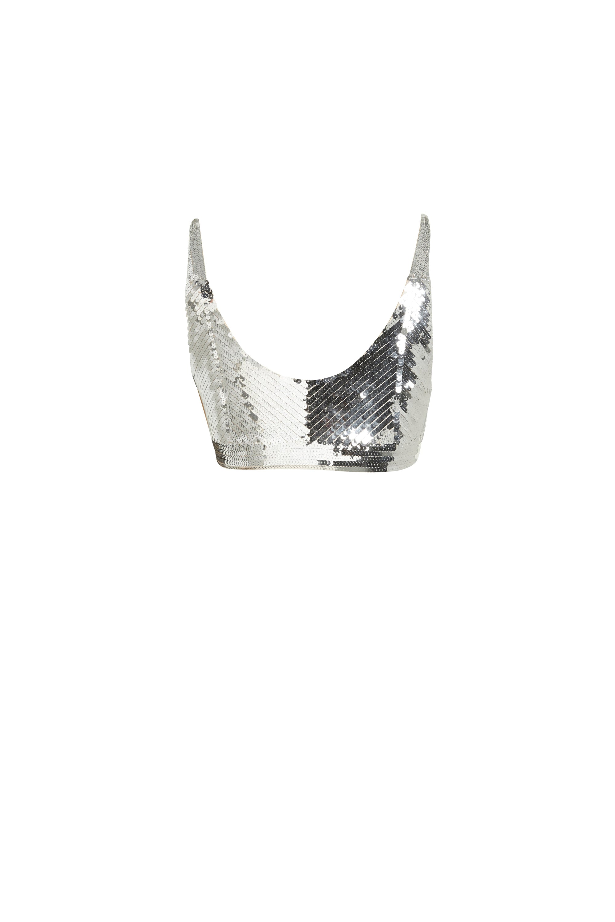 Sequin-embroidered jersey bra - Nude