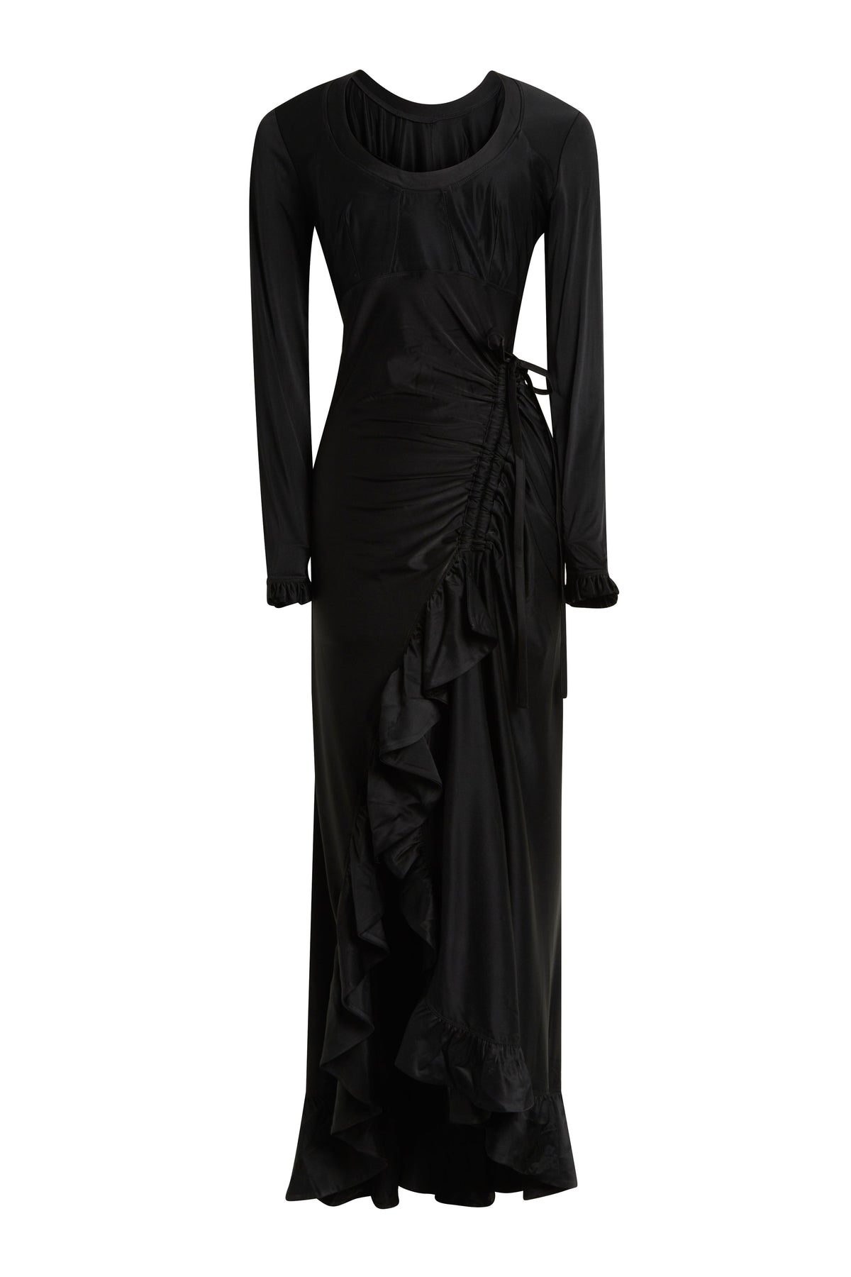 Robe flamenco à drapé et volant asymétrique - Black