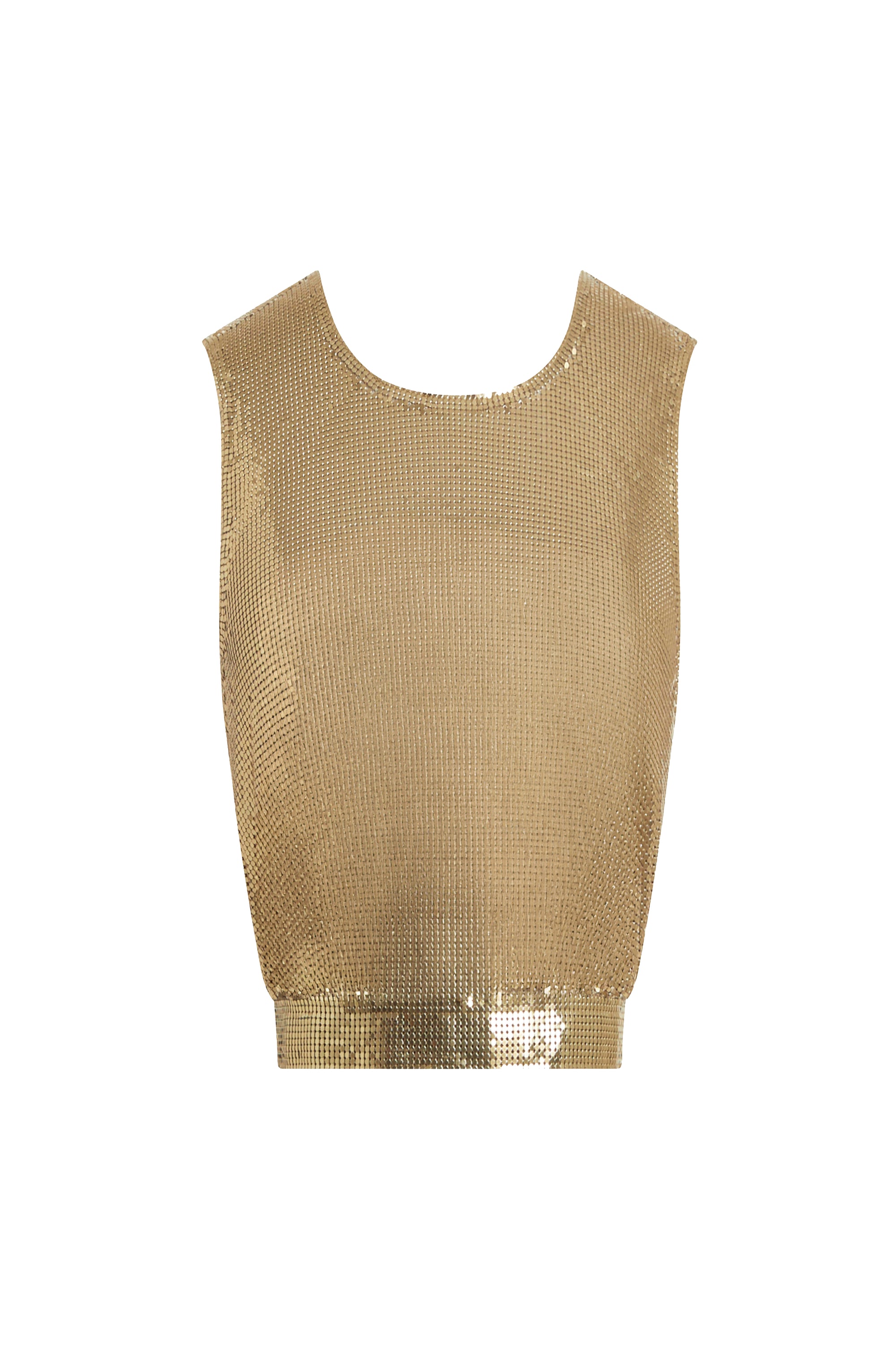 Mesh crop top with criss-cross back - Gold