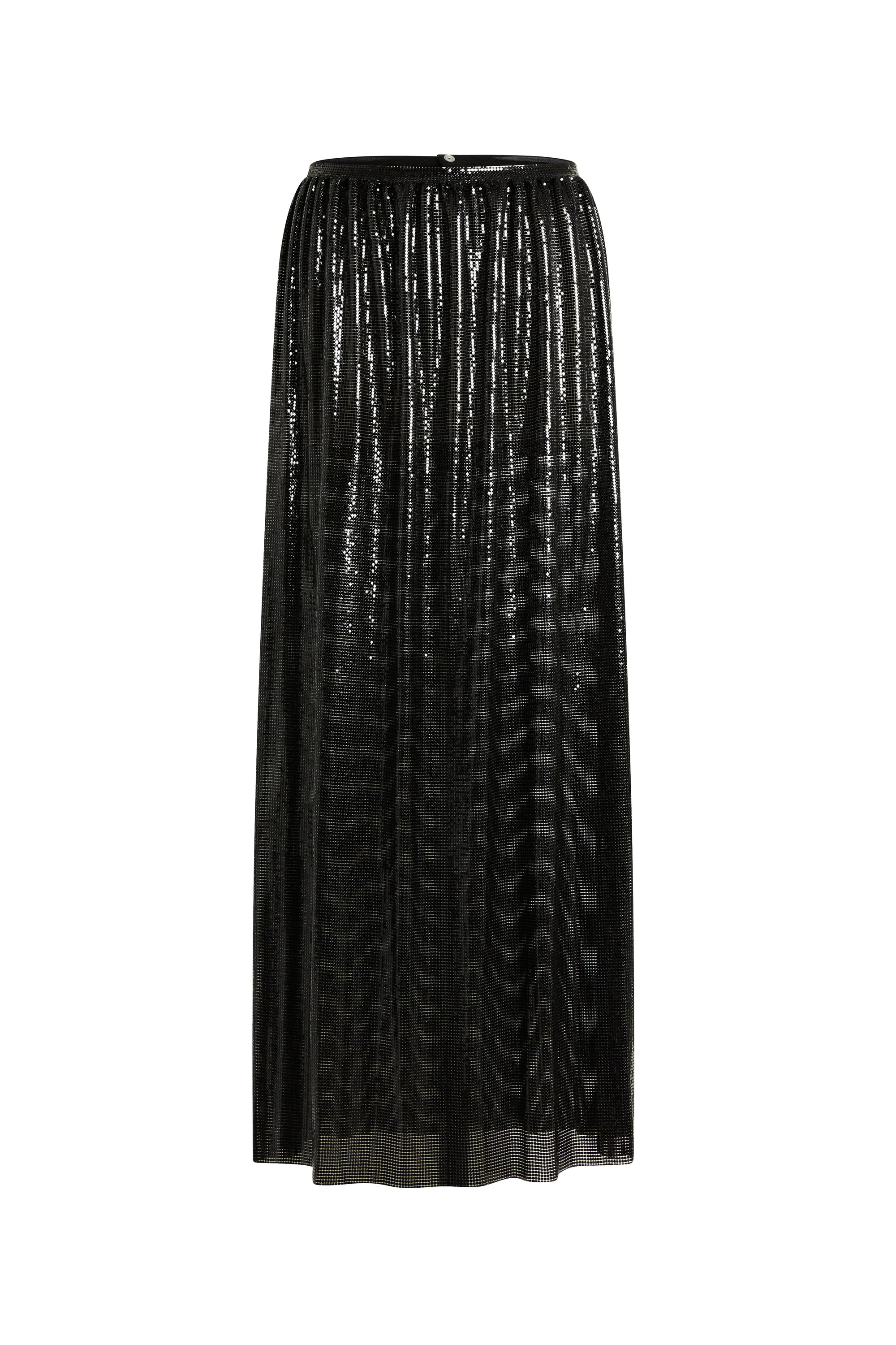 Pleated mesh maxi skirt - Black