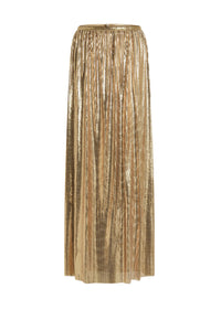 Jupe longue plissée en mesh - Gold