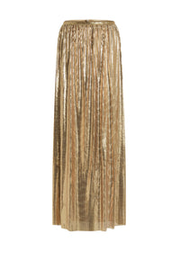 Pleated mesh maxi skirt - Gold