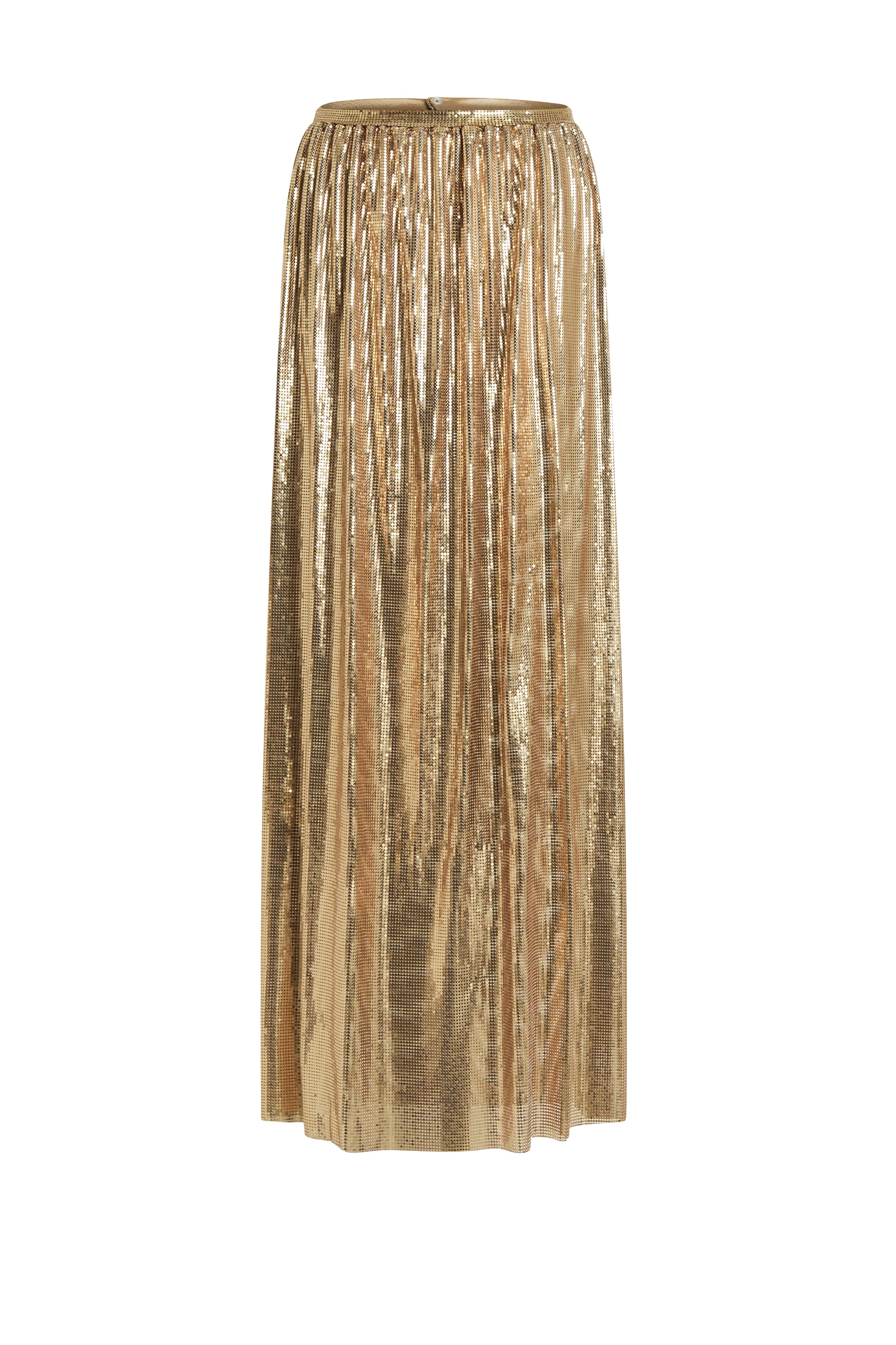 Pleated mesh maxi skirt - Gold