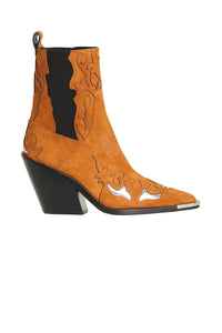Bottines chelsea à bout pointu en suede - Cognac & Silver