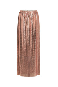 Pleated mesh maxi skirt - Rose Gold