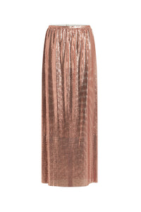 Jupe longue plissée en mesh - Pink Gold