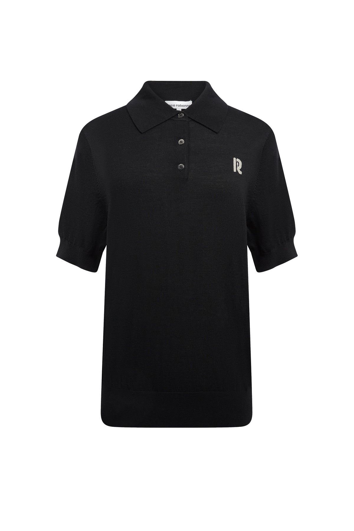 Long-sleeved wool polo shirt - Black