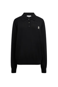 Wool logo polo shirt - Black