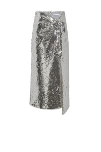 Jupe mi-longue à sequins - Silver