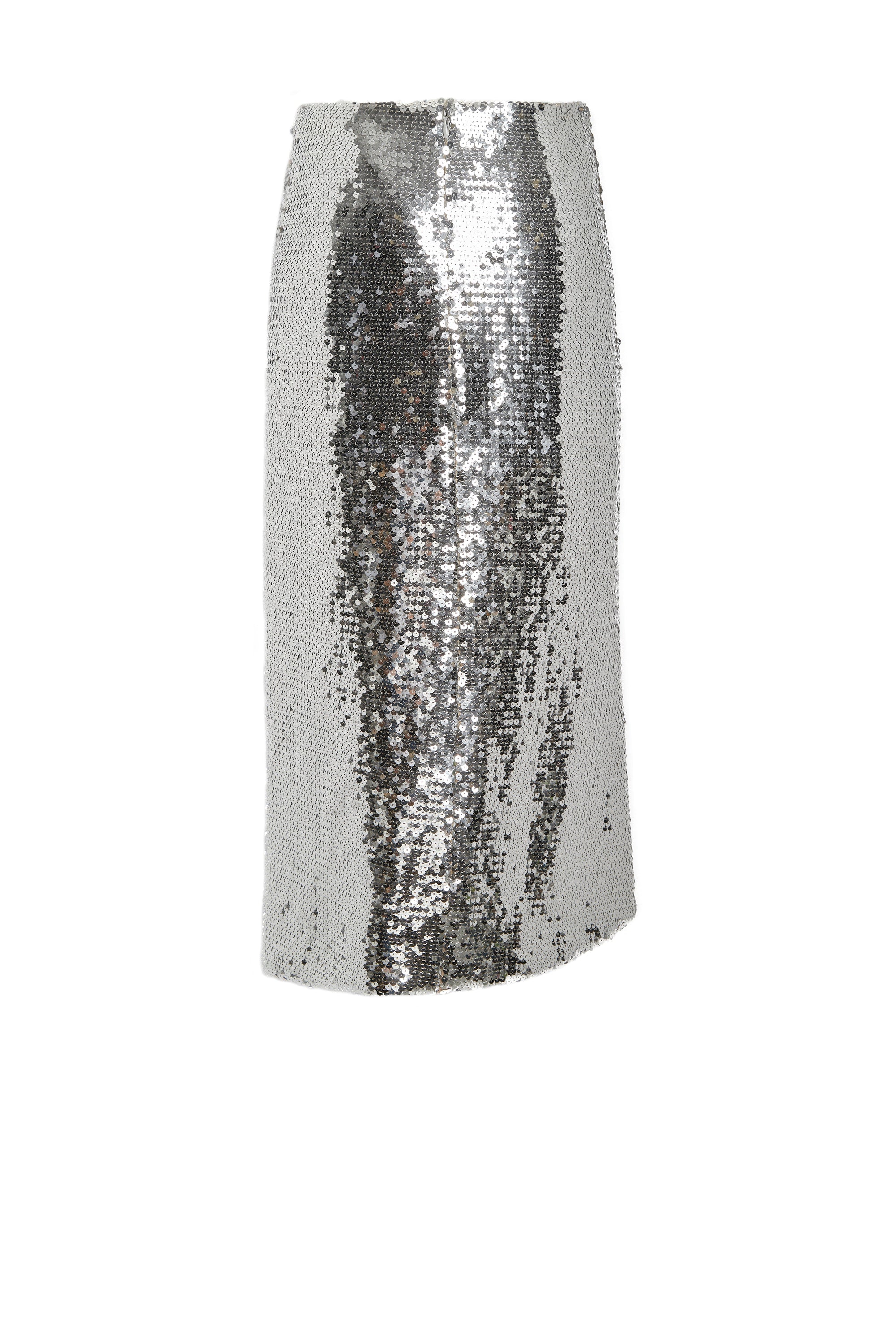 Jupe mi-longue à sequins - Silver