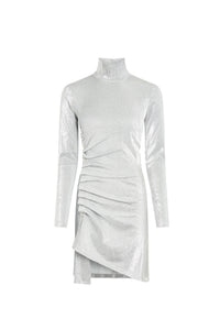 High-neck dress with sequins - Silver