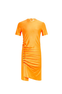 Short draped dress with press studs - Light Orange