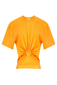Draped T-shirt with piercing - Light Orange