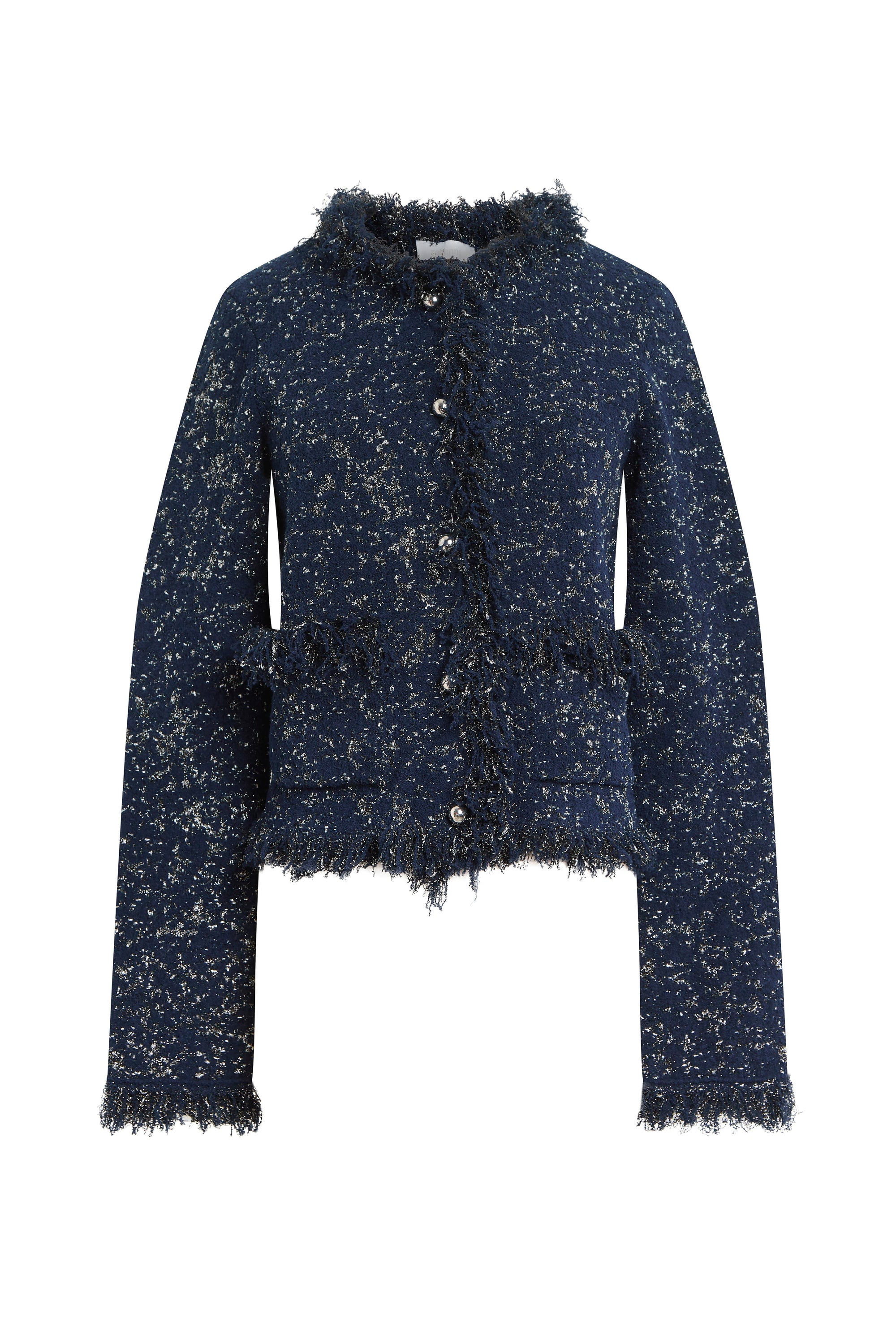 Veste à franges en tweed - Tweed Bleu Silver