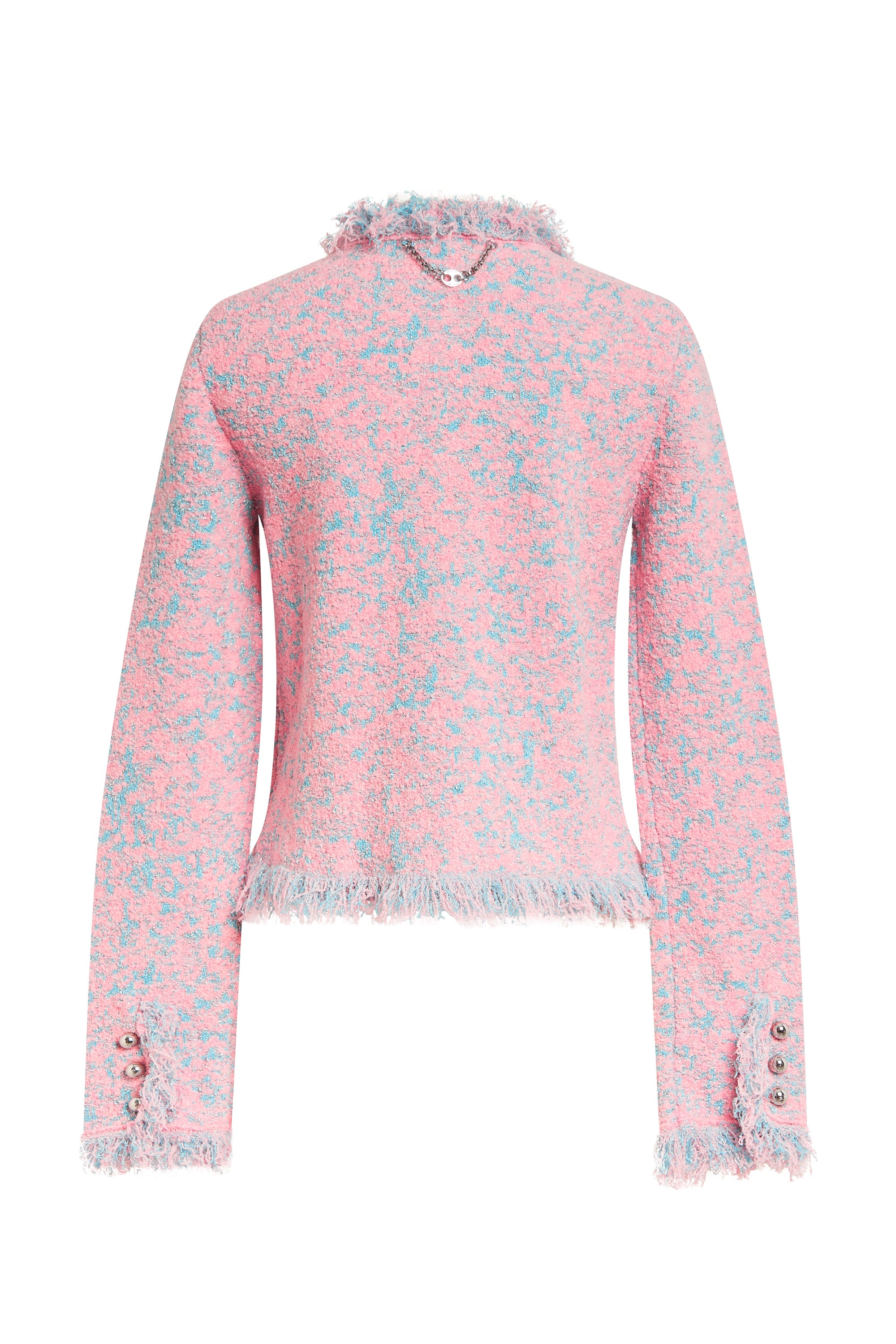 Tweed Lurex Rose Cardigan - Tweed Lurex Rose