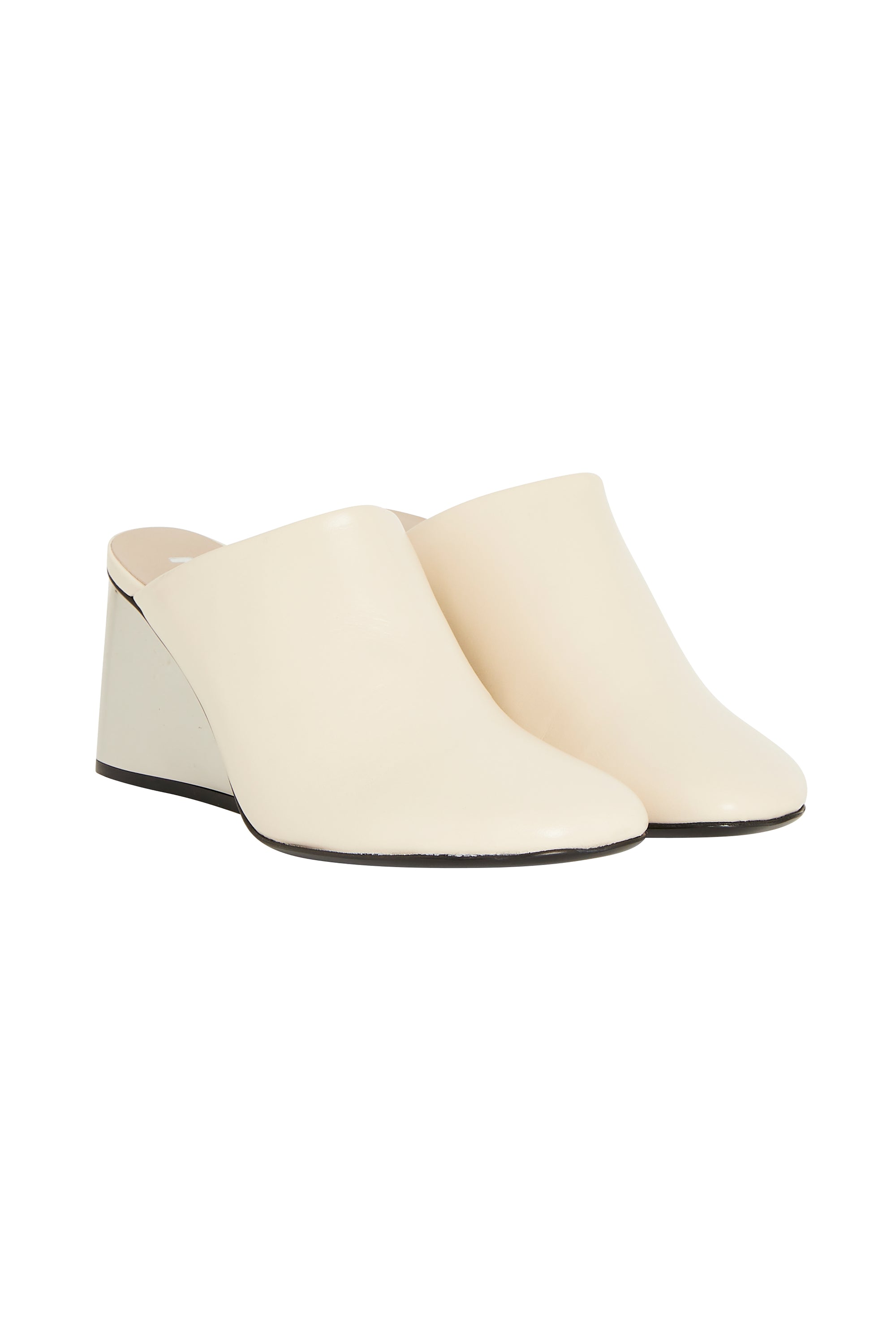 Leather wedge mules - Putty