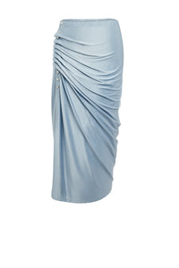 Long draped skirt - Faded blue