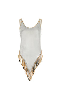 Asymmetrical sequined tank top - Silver