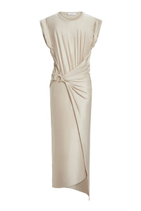 Draped dress with signature piercing - Nude