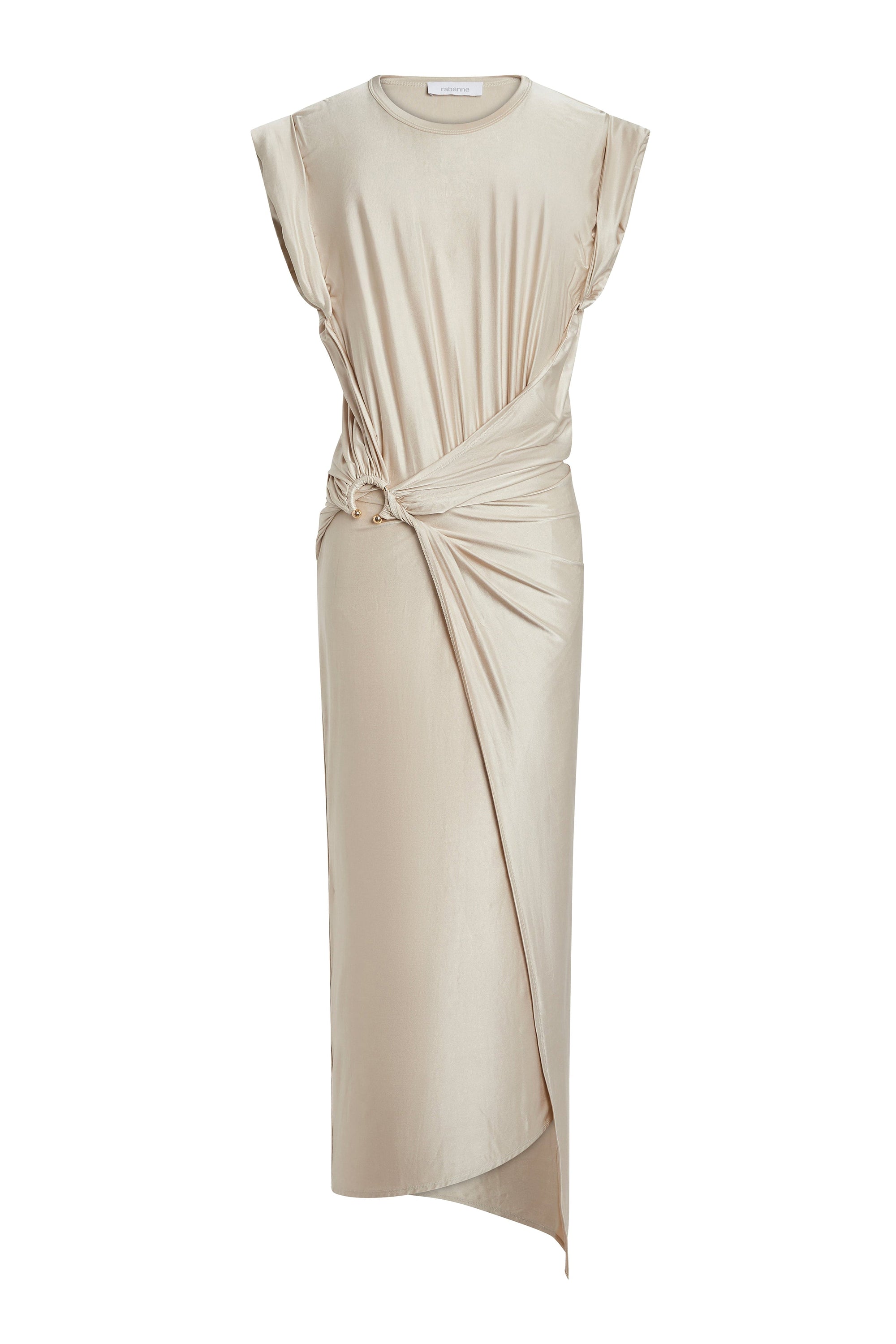 Draped dress with signature piercing - Nude