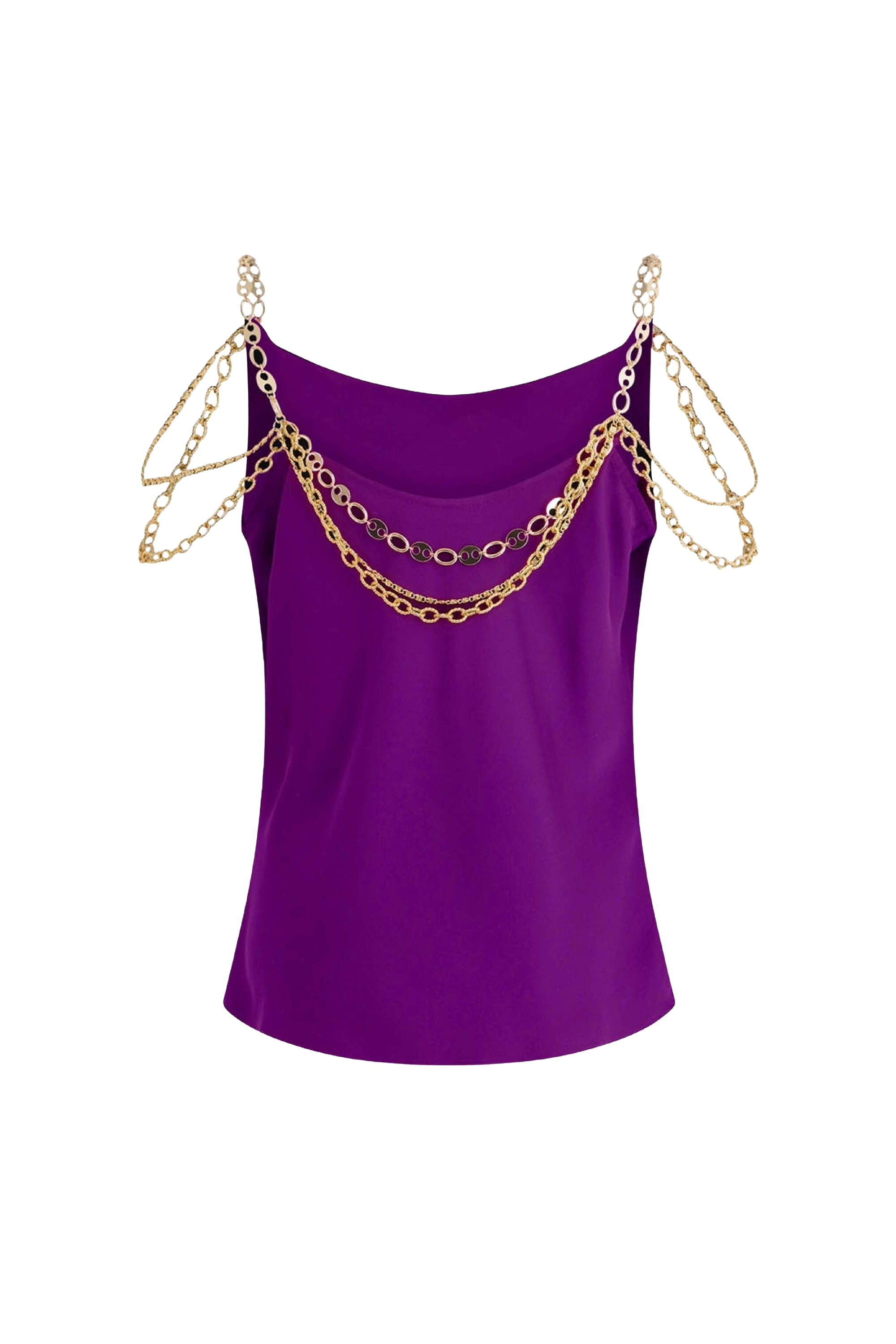Thin strapped tank top with chain - Purple