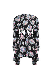 Robe courte boule Grunge Flower - Grunge Flower & Black