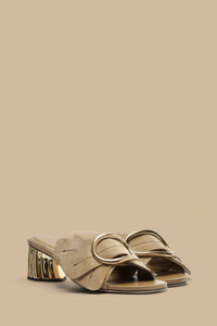 Mules à talons Daisy en cuir - Beige