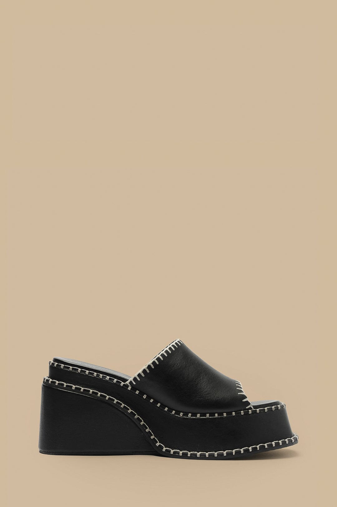 Leather wedge mules - Black
