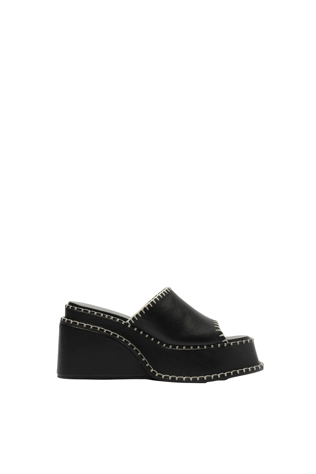 Leather wedge mules - Black