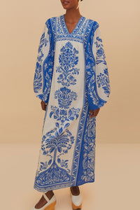Robe longue Tapestry en coton - Bleu