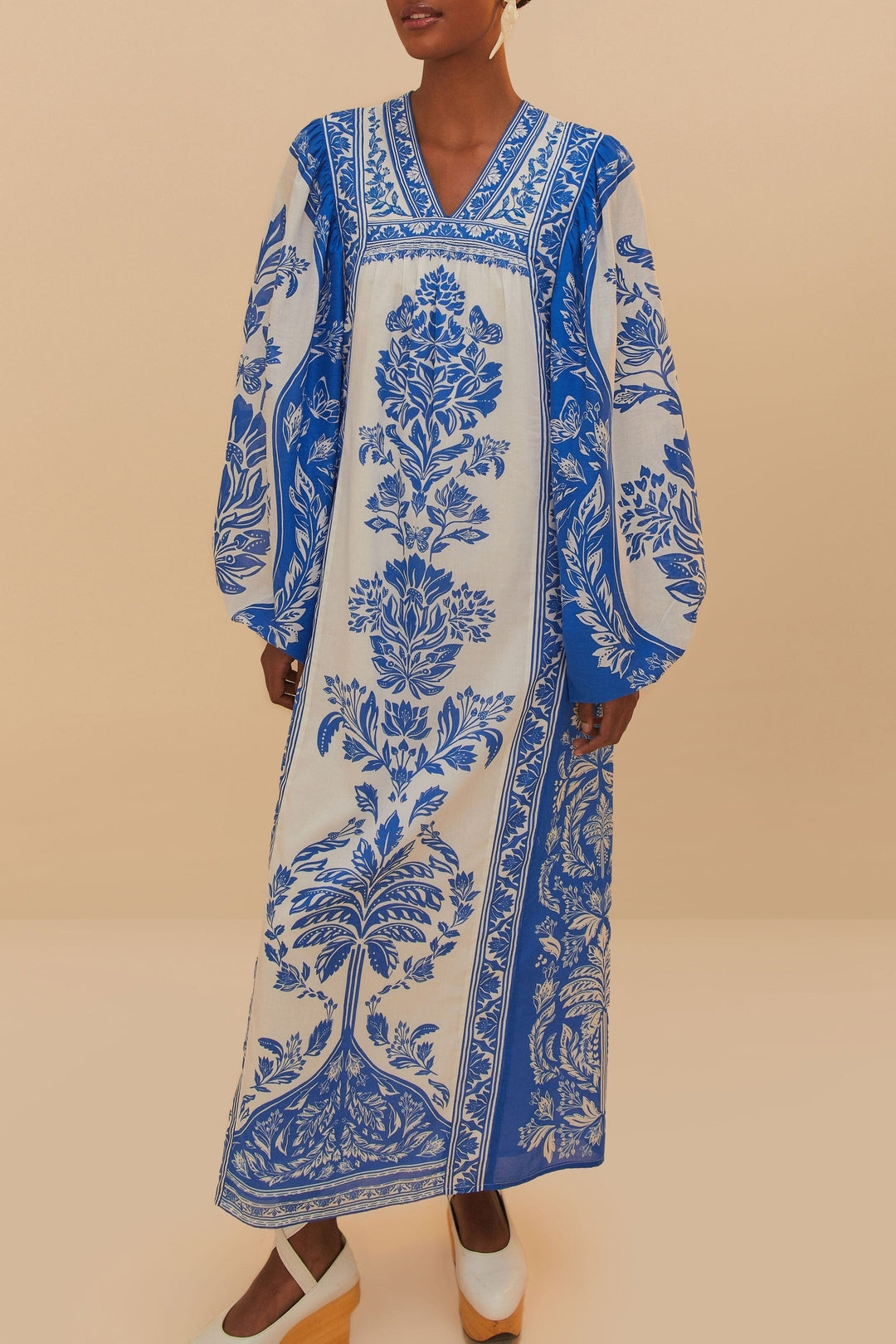 Robe longue Tapestry en coton - Bleu