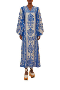 Robe longue Tapestry en coton - Bleu