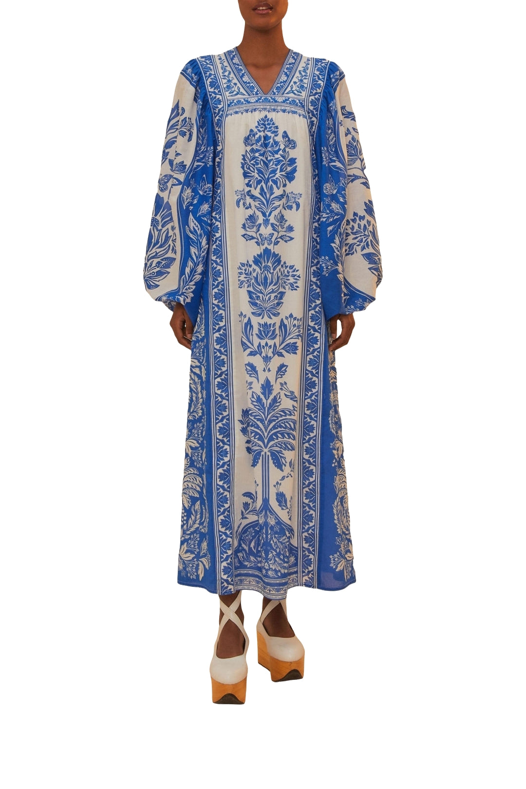 Robe longue Tapestry en coton - Bleu