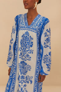 Robe longue Tapestry en coton - Bleu