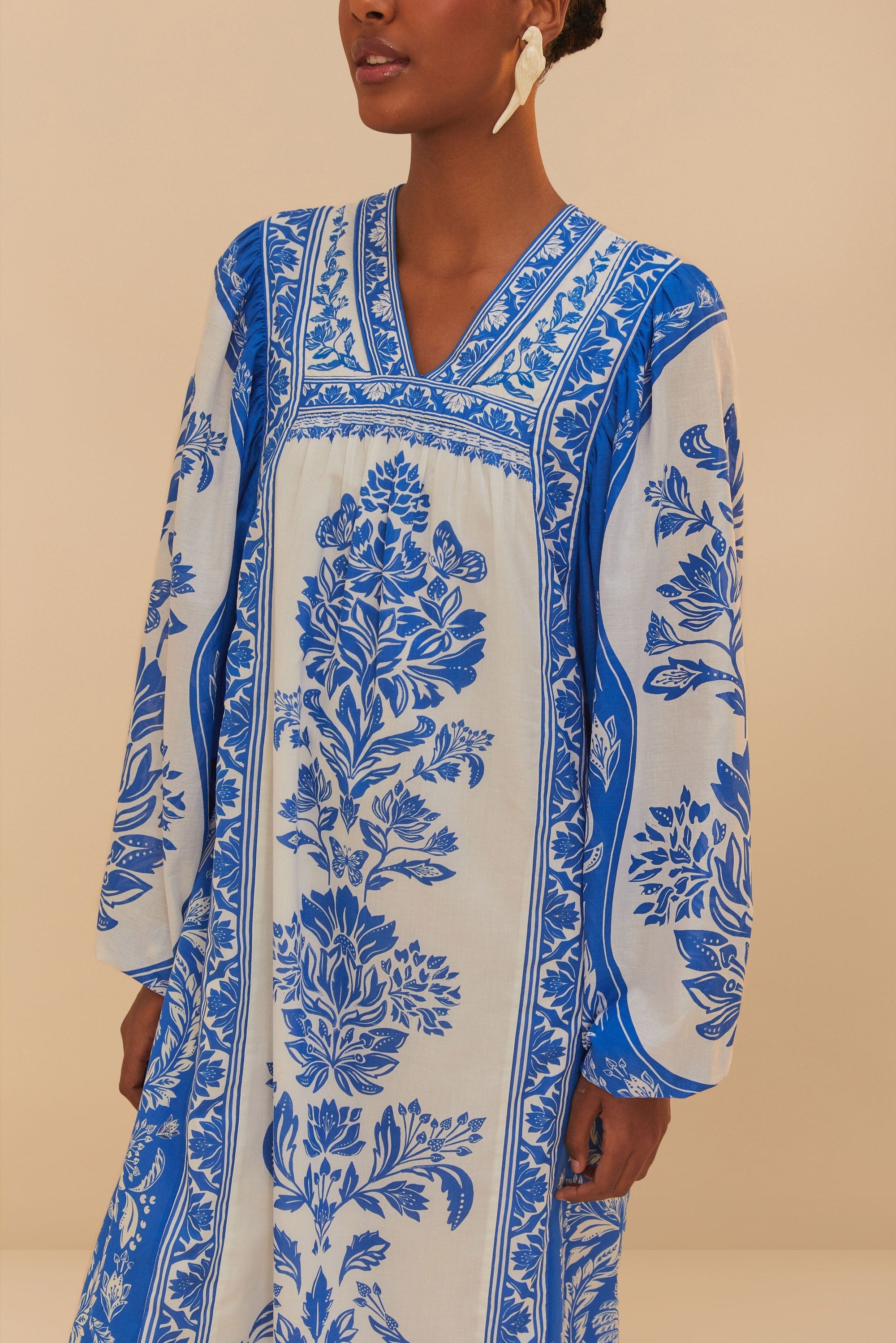 Robe longue Tapestry en coton - Bleu