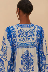 Robe longue Tapestry en coton - Bleu