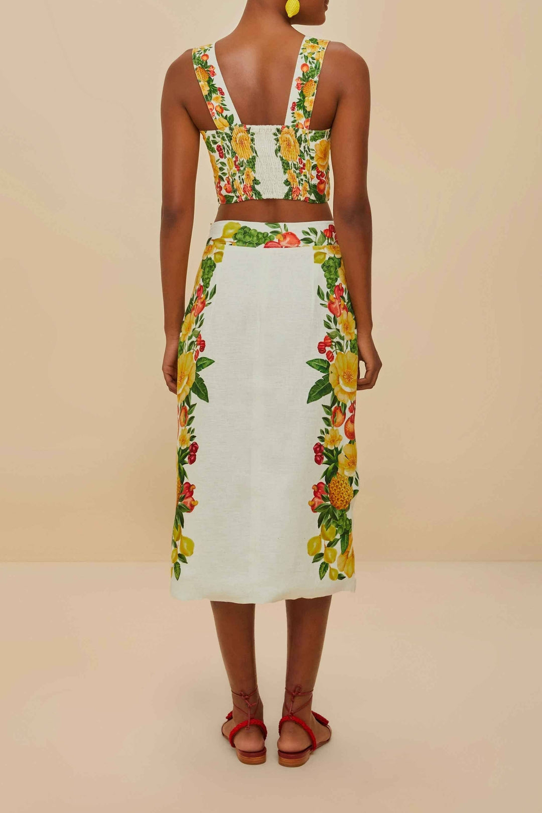 Jupe Buttonned Midi en lin - Blanc