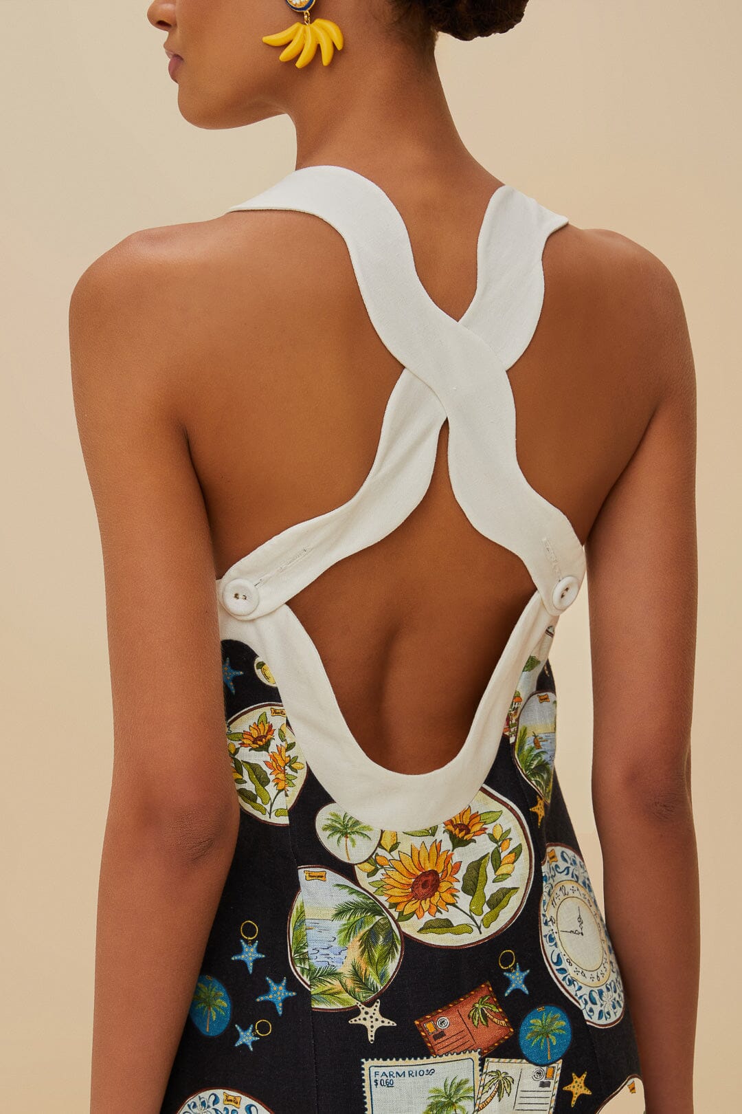 Robe midi à bretelles Waveped en lin - Noir