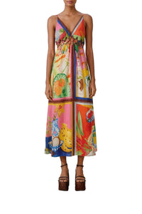 Robe longue Macrame Yoke - Rose