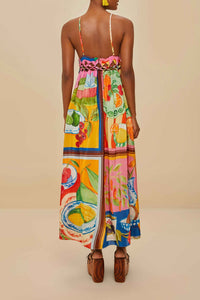 Robe longue Macrame Yoke - Rose