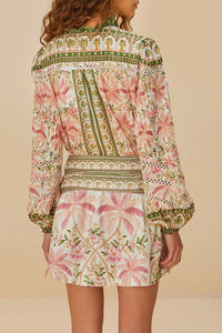 Jupe courte Double Waistband en lin - Rose