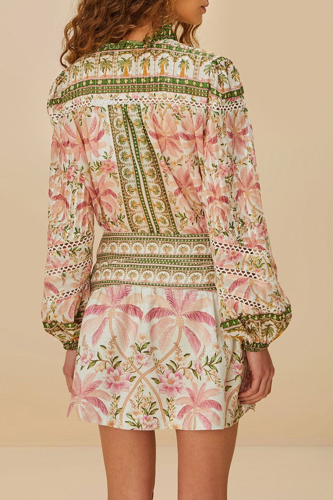 Jupe courte Double Waistband en lin - Rose